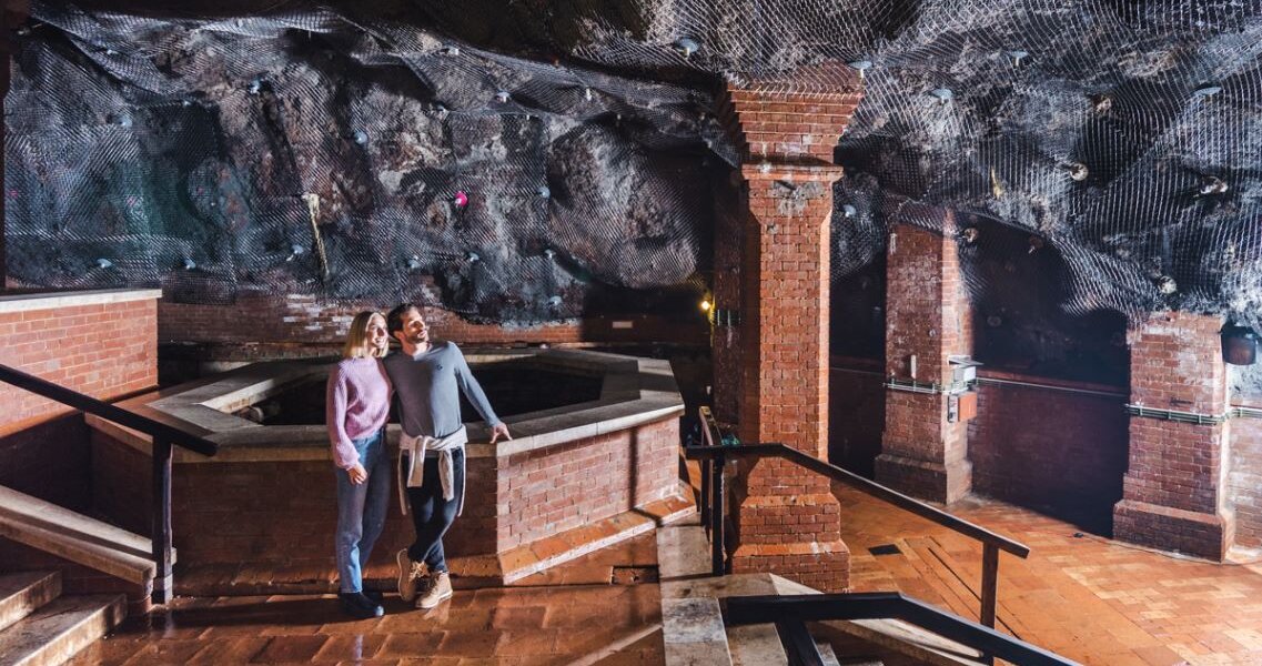 Couple in the salt cave underground