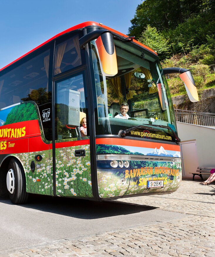Bus arriving to the Berchtesgaden salt mine